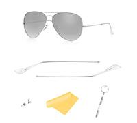 HiCycle2 Embouts de bras de rechange pour lunettes de soleil Ray-Ban Aviator RB3025, Branches (argentées) + embouts de branches (transparents), Common