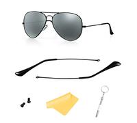 HiCycle2 Embouts de bras de rechange pour lunettes de soleil Ray-Ban Aviator RB3025, (Noir) branches + embouts (noir) temple, Common