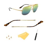 HiCycle2 Kit de réparation de lunettes de rechange pour bras de temple Ray Ban RB3561 - Tige de rechange originale RAY BAN 3561 Sungalsses - 4 vis et chiffon (doré et marron)