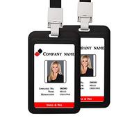 HiCycle2 Lot de 2 porte-badges d'identification verticaux avec lanière amovible pour tour de cou (Noir)