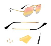 HiCycle2 Lot de 4 branches de lunettes de soleil de rechange pour lunettes Ray-Ban RB3689 RB3449 RB1969 RB1972 RB1971 RB3648M RB3648 RB3597 RB3764 RB3697 RB3561 Vis en tissu (doré et Noir)
