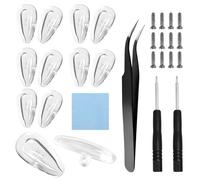 HiCycle2 Lot de 6 plaquettes de nez en silicone souple en forme de goutte pour lunettes - Comprend une pince à épiler, un tournevis et des vis (vissables de 14 x 7 mm).