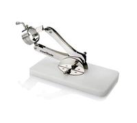 Hidalgo Steelblade Support à jambon articulé rotatif 360° en acier inoxydable et base en polyéthylène blanc