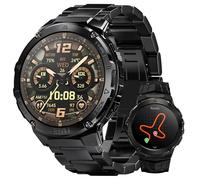HIDAMEL GPS Montre Connectée Homme- 480mAh Batterie de Grande Capacité 50M Étanche, Boussole Altimètre Appel 1.43" AMOLED Toujour Activé, Smartwatch Acier Inoxydable Fréquence Cardiaque