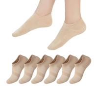 HIDARLING Lot de 6 paires de chaussettes de sport pour homme et femme I Chaussettes courtes en coton respirant Unisexe, Beige X6, 35-38