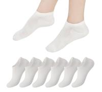 HIDARLING Lot de 6 paires de chaussettes de sport pour homme et femme I Chaussettes courtes en coton respirant Unisexe, Blanc X6, 35-38