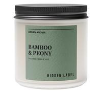 Hidden Label Bougie parfumée à la pivoine de bambou, 340,2 g, 2 mèches, bougies de soja naturelles, non toxiques, combustion propre, aromathérapie durable pour la maison | Cadeaux | Décoration