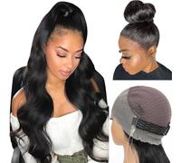 Hidden Strap Perruque Bresilienne Cheveux Humain 360 Drawstring Lace Front Wigs Human Hair Pre Plucked Pre Cut 200% Densité Glueless Body Wave Frontal 360 Full Lace Human Hair Wigs 18 Pouces(46cm)