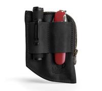 Hide & Drink, EDC Portefeuille de Poche Fait à la Main en Cuir Pleine Fleur, étui de Rangement pour espèces, Organiseur zippé, Porte-Cartes, Accessoire de Voyage, Noir Charbon, Charcoal Black