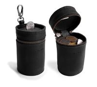 Hide & Drink, Tirelire en cuir pleine fleur faite à la main avec fermeture éclair, noir charbon, Taille unique, Classique