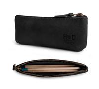 Hide & Drink, Trousse rectangulaire en cuir pleine fleur pour hommes et femmes, avec fermeture éclair plate, style classique pour artistes (noir anthracite)