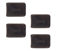 Hide & Groom, Lot de 4 housses de protection double tranchant pour tête de rasoir de sécurité pour garçons d'honneur, couverture de voyage en cuir pleine fleur, fait à la main, marron bourbon