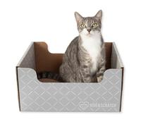 Hide & Scratch Griffoir en carton et lit pour chat - Gris clair diamant | Tapis ondulé double face pour chats d'intérieur | Jouet rechargeable pour jouer et protéger les meubles