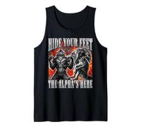 Hide Your Feet The Alpha is Here Funny Hilarous Wolf Débardeur