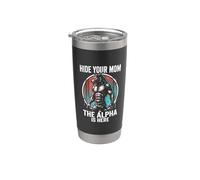 Hide Your Mom The Alpha is Here Wolf Male Werwolf Meme Gobelet isotherme en acier inoxydable double paroi