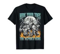 Hide Your Toes The Alpha's Here Funny Wolf Meme Bootleg Y2K T-Shirt