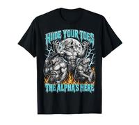Hide Your Toes The Alpha's Here Funny Wolf Meme Bootleg Y2K T-Shirt