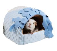 Hideout en peluche chaude pour cochon d'Inde, hérisson, rat, lapin - Lavable - Accessoires pour cage - Bleu, taille M