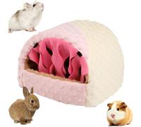 Hideout en peluche chaude pour cochon d'Inde, hérisson, rat, lapin - Lavable - Accessoires pour cage de petit animal (rose, taille M)