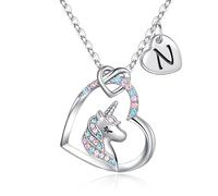 Hidepoo Collier licorne pour filles - Collier avec pendentif en forme de cœur coloré en oxyde de zirconium pour adolescentes, petites filles, cadeau d'anniversaire pour fille, petite-fille, nièce