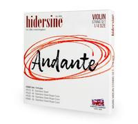 Hidersine Andante Jeu de cordes pour violon 1/4. Noyau de corde en acier pour une sensation de jeu facile. Excellent son et excellent rapport qualité/prix. Cordes idéales pour les violons de taille