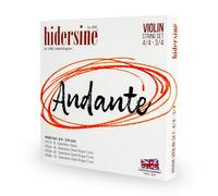 Hidersine Andante Jeu de cordes pour violon 4/4 et 3/4. Noyau de corde en acier pour une sensation de jeu facile. Excellent son et excellent rapport qualité/prix. Cordes idéales pour les étudiants