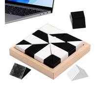 Hiding Blocks Puzzle - PP Cube Logic Skill Training Toy 8 Trapezoids 8 Triangles | Early Education Jigsaw Game with Storage Tray Workbook | Learning Toy for Preschool Kids
