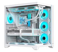 Hiditec Boîtier pour ordinateur ATX PC Gaming H3, connexion USB Type-C, ventilateur ARGB, contrôleur ARGB, compatible BTF, ATX et Micro ATX, châssis avec système double caméra, jusqu'à 10 ventilateurs