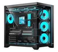 Hiditec Boîtier pour ordinateur ATX PC Gaming H3, connexion USB Type-C, ventilateur ARGB, contrôleur ARGB, compatible BTF, ATX et Micro ATX, châssis avec système double caméra, jusqu'à 10 ventilateurs