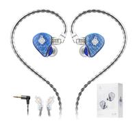 HIDIZS MS1-Galaxy Écouteurs IEM filaires, écouteurs intra-auriculaires, pilote dynamique à double circuit, prise 3,5 mm, commande en ligne, câble 2 broches de 0,78 mm, sans microphone, bleu
