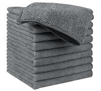 HIDMD Chiffons de Nettoyage en Microfibre, Serviettes de Nettoyage Tout Usage pour Polissage, séchage, Cirage, dépoussiérage, Lot de 10, 30 cm x 30 cm Gris