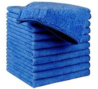 HIDMD Chiffons de Nettoyage en Microfibre, Serviettes de Nettoyage Tout Usage pour Polissage, séchage, Cirage, dépoussiérage, Lot de 10, 30 cm x 30 cm Bleu