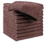 HIDMD Chiffons de Nettoyage en Microfibre, Serviettes de Nettoyage Tout Usage pour Polissage, séchage, Cirage, dépoussiérage, Lot de 10, 30 cm x 30 cm Brun