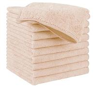 HIDMD Lot de 10 chiffons de nettoyage en microfibre, réutilisables, lavables, beige, 30 cm x 30 cm