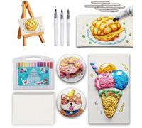 HIDRUO 3D Magic Foam Texture Painting Kit, Magic Puffy Paint Art, Puffy Popcorn Magics Foam Texture Painting Kit with Foams Paint Paper and Markers, DIY Bubble Drawing Pens (Rectangle)