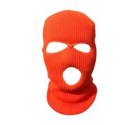 HIDRUO Blue Ski Mask, 3-Hole Full Face Mask Cover, Winter Balaclava Cap Knitted Face Cover for Outdoor Sports (Neon Orange)