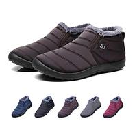HIDRUO Boojoy Winter Boots, Winter Warm Anti-slip Ankle Booties, Waterproof Slip on Outdoor Fur Lined Snow Shoes for Women (Khaki, 44)