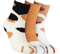 HIDRUO Cat Claw Socks, Women's Fuzzy Socks Cozy Soft Fluffy Cute Animal Slipper Socks, Sleeping Warm Socks (3 Pairs C)