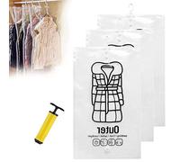 HIDRUO Hanging Compressible Storage Bag, Reusable Vacuum Closet Organizer and Storage for Suits, Dresses, Jackets (L （43.3x25.5）, 3PCS)