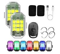 HIDRUO High Brightness Wireless Led Strobe Light, Motorcycle Led Strobe Lights, 7 Colors Led Aircraft Strobe Lights, Wireless Remote Control Led Strobe Ligh (Two Lights + Remote Control)