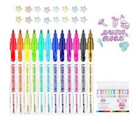 HIDRUO Homezo Outline Marker Set, Double Line Outline Pens, DIY Art Crafts, 8/12 Colors Self-Outline Metallic Markers Glitter Writing Drawing Pens for Christmas Card Writing (12PCS)