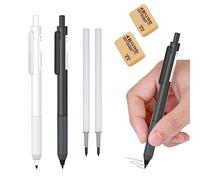 HIDRUO Inkless Pencil, Infinity Pencil with Eraser, Unlimited Writing Pencil, Long Lasting Magic Reusable Pencils for Writing, Drawing, Drafting, Home Office School Supplies (2PCS, Black+White)