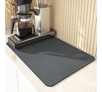 HIDRUO Kitchen Super Absorbent Draining Mat, Coffee Mat, Coffee Maker Mat for Countertops, Dish Drying Mats for Kitchen Counter Rubber Absorbent Draining Mat Pad (11.81 * 15.74in, Dark Gray)