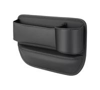 HIDRUO Naneug Car Leather Cup Holder Gap Bag, Universal Fit Car Gap Filler, Automotive Seat Leather Storage Box with Cup Holder, Car Essentials for Car SUV Truck (Black, for Passenger Seat)