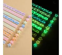 HIDRUO Origami Star Paper Strips, Star Making Folding Paper Strips, Star Paper Origami Strips Glow In The Dark, Color Lucky Star Decoration Paper Strips DIY Hand Art Crafts (Four leaf clover)