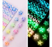 HIDRUO Origami Star Paper Strips, Star Making Folding Paper Strips, Star Paper Origami Strips Glow In The Dark, Color Lucky Star Decoration Paper Strips DIY Hand Art Crafts (Iron tower)