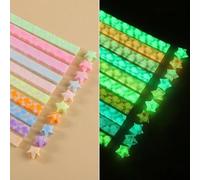 HIDRUO Origami Star Paper Strips, Star Making Folding Paper Strips, Star Paper Origami Strips Glow In The Dark, Color Lucky Star Decoration Paper Strips DIY Hand Art Crafts (Rose)