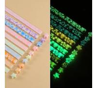 HIDRUO Origami Star Paper Strips, Star Making Folding Paper Strips, Star Paper Origami Strips Glow In The Dark, Color Lucky Star Decoration Paper Strips DIY Hand Art Crafts (Heart)