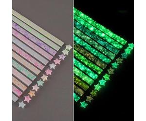 HIDRUO Origami Star Paper Strips, Star Making Folding Paper Strips, Star Paper Origami Strips Glow In The Dark, Color Lucky Star Decoration Paper Strips DIY Hand Art Crafts (Twelve zodiac signs)