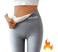 HIDRUO Soft Clouds Fleece Leggings for Women Winter, Fleece Lined Stretchy Soft Thermal Pants High Waist Tightss (light Gray, L)